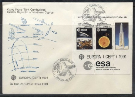 Cyprus-Turkish-1991-Europa-Man-in-Space-MS-FDC