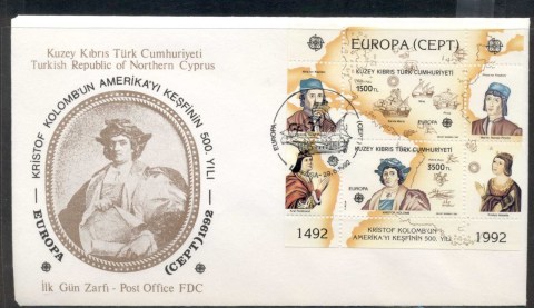 Cyprus-Turkish-1992-Europa-Columbus-Discovery-of-America-MS-FDC