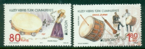 Cyprus-Turkish-2014-EUROPA-Stamps-Musical-Instruments-MUH Cyprus-Turkish-2014-EUROPA-Stamps-Musical-Instruments-MUH