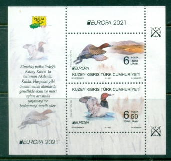 Cyprus-Turkish-2021-EUROPA-Stamps-Endangered-National-Wildlife-MS-MUH Cyprus-Turkish-2021-EUROPA-Stamps-Endangered-National-Wildlife-MS-MUH