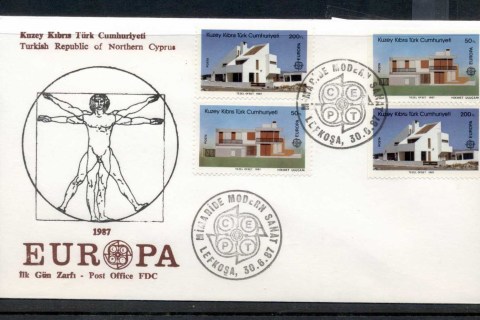 Cyprus-Turkish-1987-Europa-Architecture-booklet-FDC
