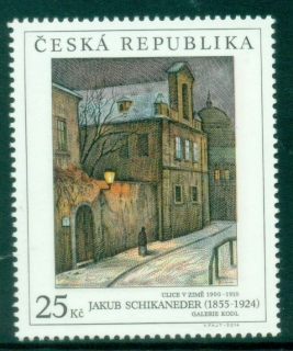 Czech-Republic-2014-Art-on-Stamps-Paintings-Street-in-Winter-by-Jakub-Schikaneder-MUH
