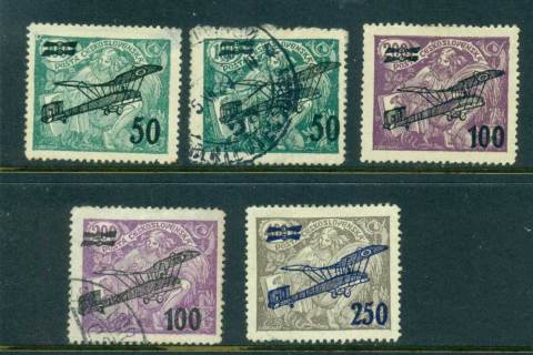 Czechoslovakia-1922-Air-Post-Optfaults-MLH-FU-lot41041