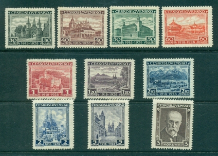 Czechoslovakia-1928-Pictorials-10-MLH-lot38000