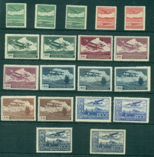 Czechoslovakia-1930-Airmails-Asst-perfs-19-MLH-lot38016