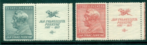 Czechoslovakia-1937-Jan-Evangelista-Purkyne-labels-MUH-lot38036