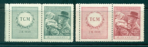 Czechoslovakia-1938-Masaryk-Child-labels-MUH-lot38044