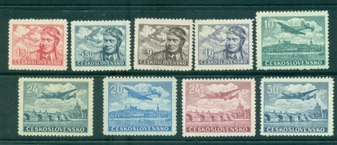 Czechoslovakia-1946-47-Airmail-gum-inclusions-MLH-lot38081