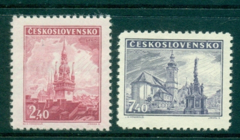 Czechoslovakia-1946-Old-Town-Hall-Hodonin-Square-MUH-lot38084