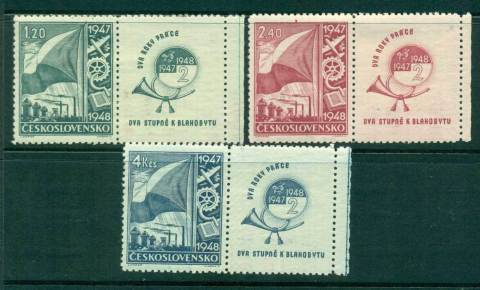 Czechoslovakia-1947-2-Year-Reconstruction-labels-MLH-lot41114