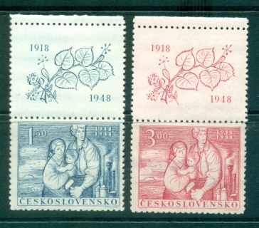 Czechoslovakia-1948-Independence-30th-Anniv-labels-gum-inclusions-MLH-lot38109