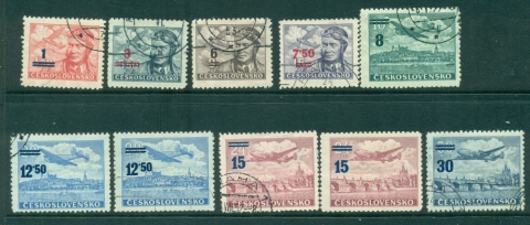 Czechoslovakia-1949-Air-Mail-Surch-Asst-FU-MLH-lot41138