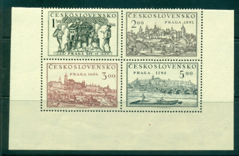 Czechoslovakia-1950-Prague-Views-Blk-4-MUH-lot38144