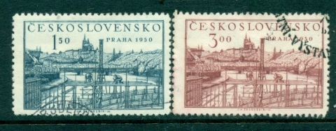 Czechoslovakia-1950-Scenes-of-Prague-FU-lot41163