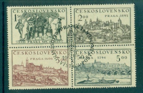 Czechoslovakia-1950-Views-of-Prague-Blk-4-CTO-lot70514