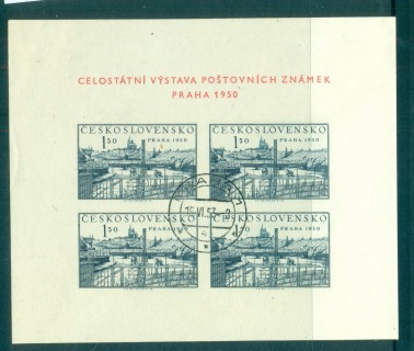 Czechoslovakia-1950-Views-of-Prague-IMPERF-MS-CTO-lot70515