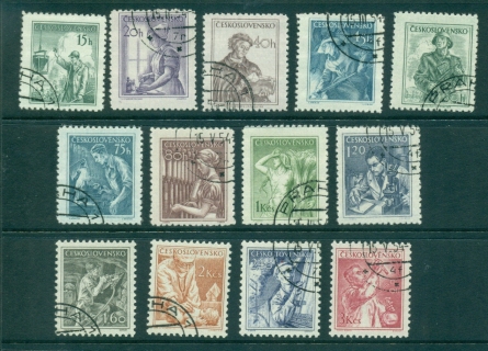 Czechoslovakia-1954-Workers-13-CTO-lot38230