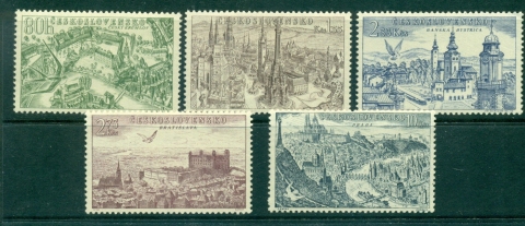 Czechoslovakia-1955-Air-Mail-Views-MUH-lot38251