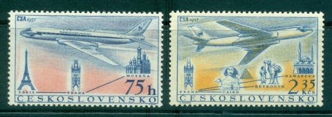 Czechoslovakia-1957-Czech-Air-mail-Route-MUH-lot38290