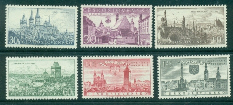 Czechoslovakia-1957-Towns-Anniversaries-MUH-lot38274