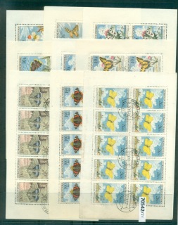 Czechoslovakia-1961-Butterflies-Sheetlets-10x9light-margin-marks-CTO-lot70542