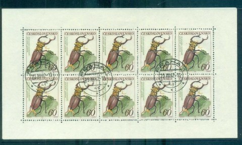 Czechoslovakia-1962-Beetles-60h-Sheetlet-CTO-lot70668