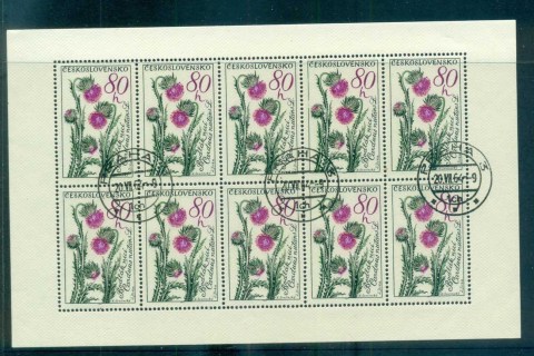 Czechoslovakia-1964-Flowers-80h-Sheetlet-CTO-lot70669