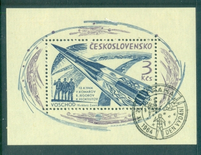 Czechoslovakia-1964-Russian-3-man-Space-Flight-MS-CTO-lot70537