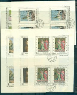 Czechoslovakia-1967-Art-paintings-small-cnr-faults-5xMS-CTO-lot70579