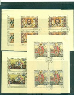 Czechoslovakia-1970-Slovak-Icons-Art-small-hinge-thin-4xMS-CTO-lot70592