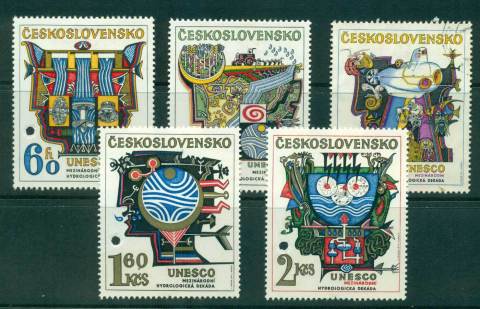 Czechoslovakia-1974-Hydrological-Decade-punch-cancelled-CTO-lot41504