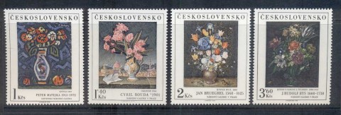 Czechoslovakia-1976-Art-Flowers-MUH