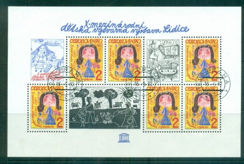 Czechoslovakia-1982-Lidice-Childrens-Drawing-Sheetlet-CTO-lot70635