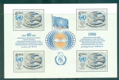 Czechoslovakia-1985-UN-Peace-year-MS-MUH-lot70556