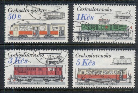 Czechoslovakia-1986-Locomotives-Streetcars-CTO