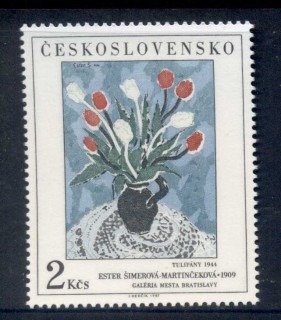 Czechoslovakia-1987-Art-Flowers-MUH