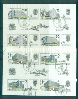 Czechoslovakia-1988-PRAGA-88-Architecture-IMPERF-2xMS-CTO-lot70660