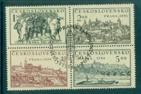 Czechoslovakia-1950-Views-of-Prague-Blk-4-CTO-lot70514