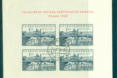 Czechoslovakia-1950-Views-of-Prague-IMPERF-MS-CTO-lot70515