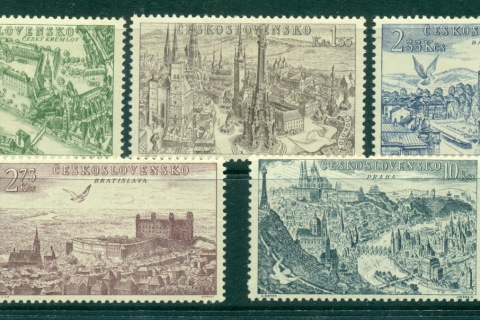 Czechoslovakia-1955-Air-Mail-Views-MUH-lot38251