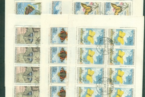 Czechoslovakia-1961-Butterflies-Sheetlets-10x9light-margin-marks-CTO-lot70542