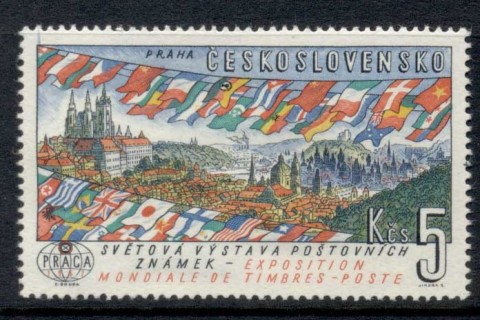 Czechoslovakia-1961-Prague-Stamp-Ex-Flags-hinge-thin-MLH