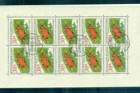 Czechoslovakia-1962-Beetles-30h-Sheetlet-CTO-lot70667