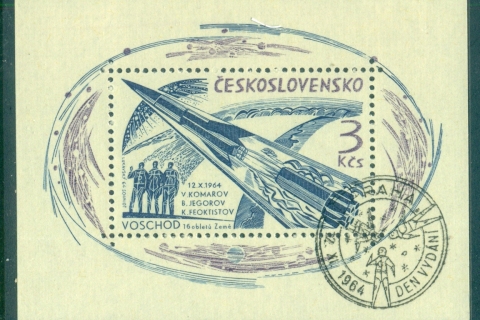 Czechoslovakia-1964-Russian-3-man-Space-Flight-MS-CTO-lot70537