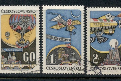 Czechoslovakia-1968-Praga-Stamp-Ex-flight-CTO