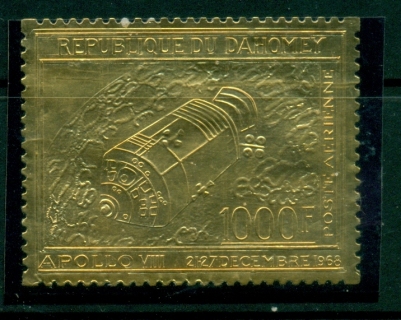 Dahomey-1969-Apollo-8-Moon-Space-Trip-gold-foil-embossed-MUH