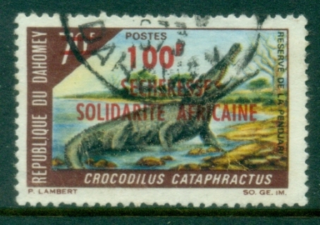Dahomey-1973-Animals-Surcharge-100f-on-70f-FU