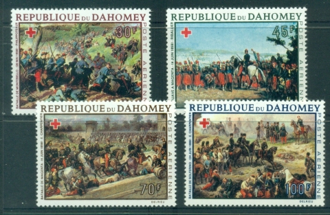 Dahomey-1968-Battle-paintings-Red-Cross-MUH