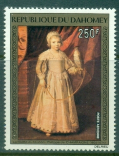 Dahomey-1974-Painting-Girl-with-Falcon-250f-MUH
