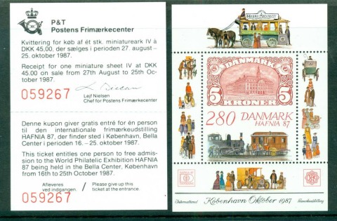 Denmark-1986-HAFNIA-87-III-ticket-MS-MUH-lot57298